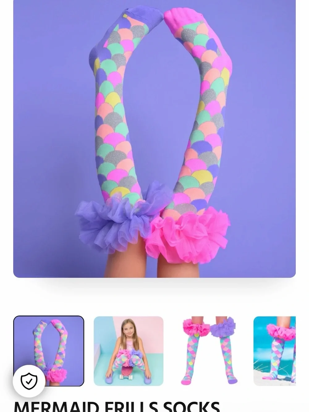 Mermaid Frill Knee-High Socks in Pastel Pink & Lavender
